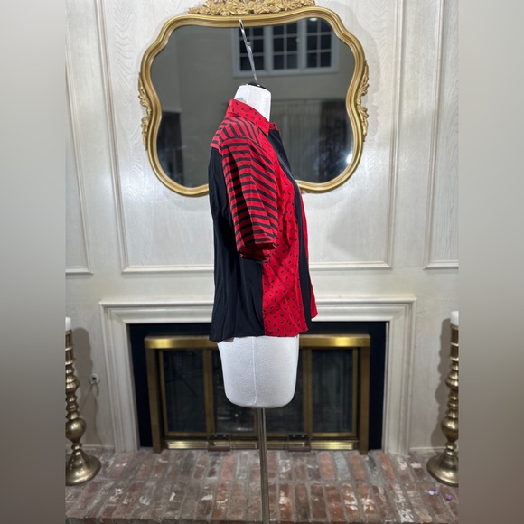 Tracy Evans Matching Set | Abstract Print Blouse + High-Waisted Shorts Size L - Picture 7 of 11